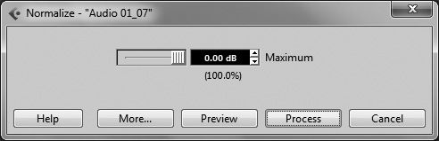 The Normalize dialog box.
