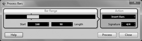 The Process Bars dialog box.