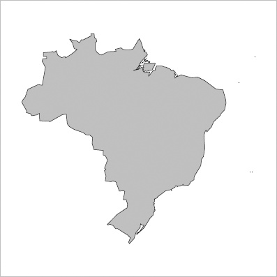 Figure showing a simple map of Brazil produced using the maps package.