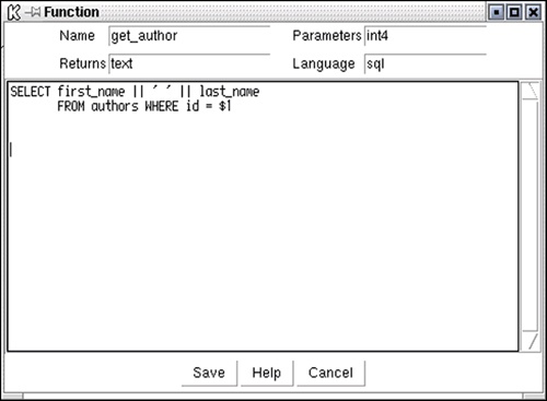 The Function dialog box