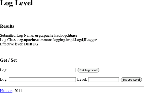 The Log Level Result page