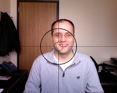 Example of painting crosshairs on an image