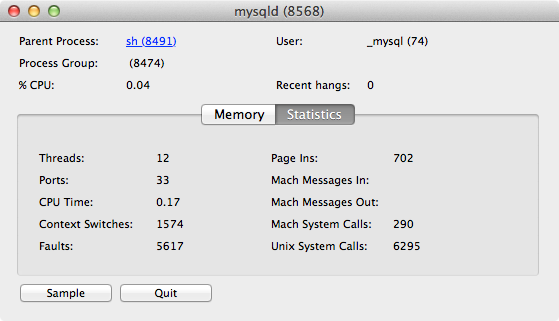 The Activity Monitor’s process inspection dialog