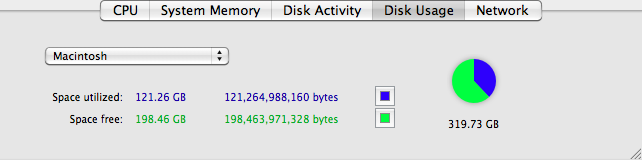 The Activity Monitor’s Disk Usage display