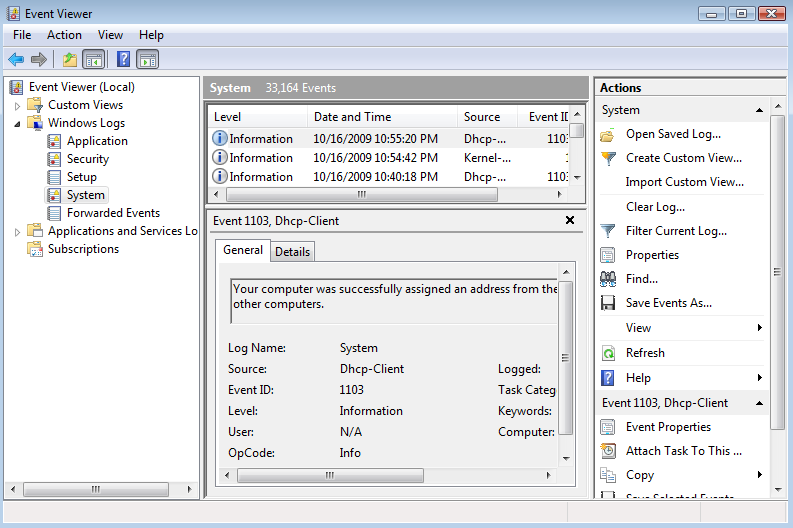 The Windows Event Viewer