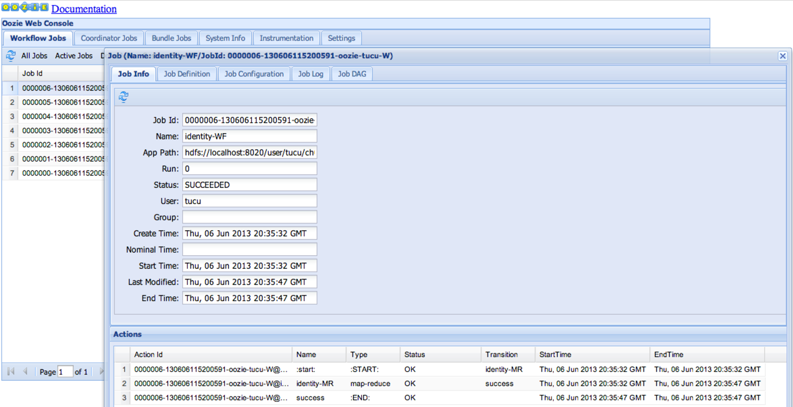 Oozie workflow job on the Oozie web interface