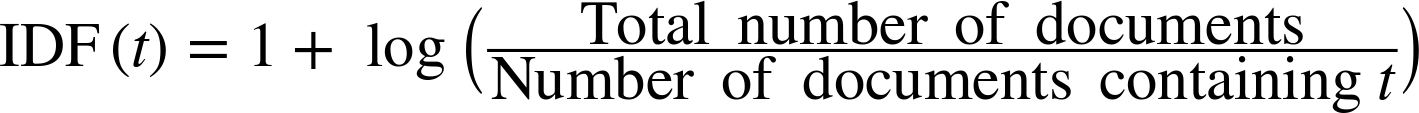 Inverse Document Frequency (IDF) of a term