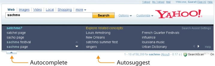 Autocomplete and autosuggest at Yahoo!