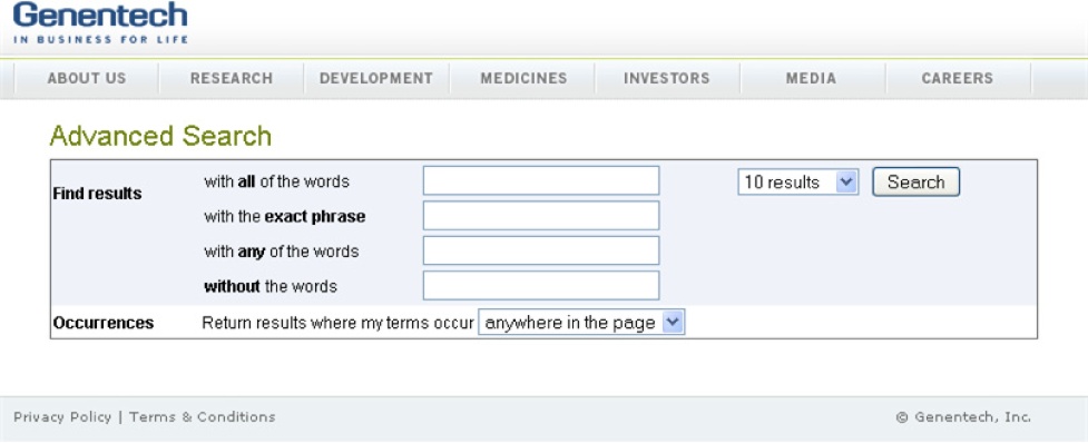 Advanced search at Genentech