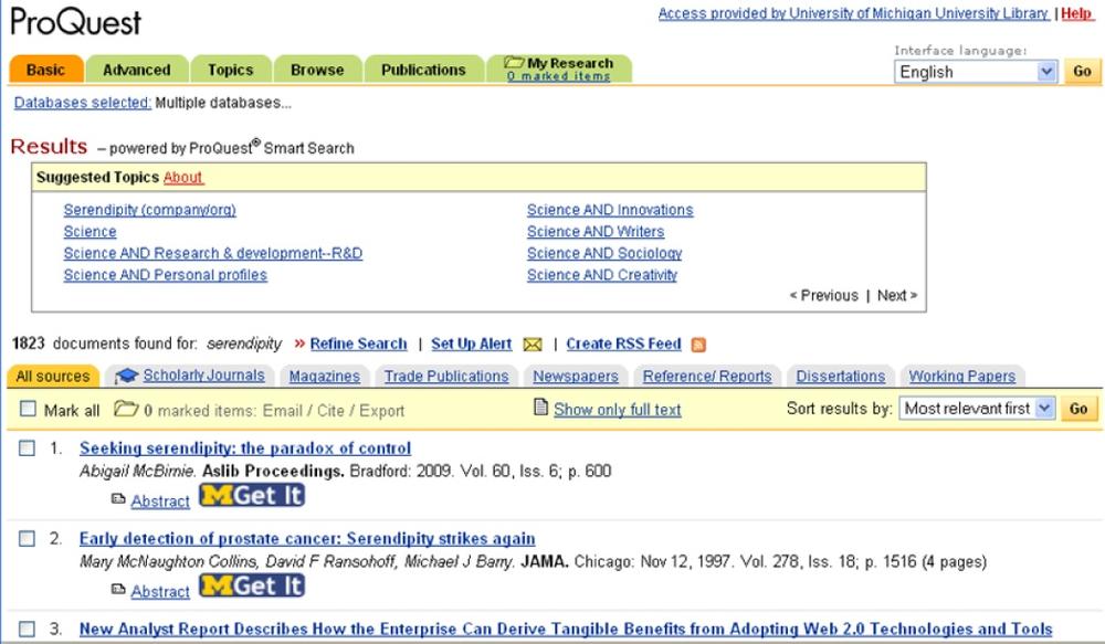 Suggested Topics at ProQuest