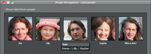 Tagging faces in the Label People dialog box