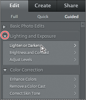 Adjusting lighting using Guided Edit