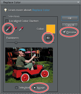 Replacing a color throughout an image