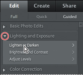 Adjusting exposure in Guided Edit mode