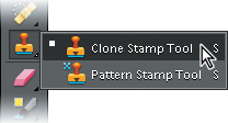 Using the Clone Stamp tool to fill in missing areas