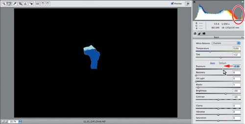 Using the tone controls on a raw image