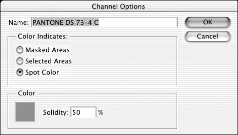 To convert an alpha channel into a spot color channel: