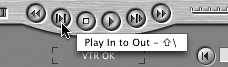 Viewing a Marked SourceClip In Point timecode fieldClip Out Point timecode fieldGo to In Point buttonGo to Out Point buttonIn pointsvideo captureOut pointsvideo capturePlay Around Current Current Frame buttonsource tapeviewing markedview optionsmarkers