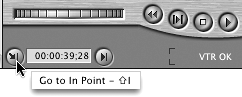 Viewing a Marked SourceClip In Point timecode fieldClip Out Point timecode fieldGo to In Point buttonGo to Out Point buttonIn pointsvideo captureOut pointsvideo capturePlay Around Current Current Frame buttonsource tapeviewing markedview optionsmarkers