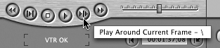 Viewing a Marked SourceClip In Point timecode fieldClip Out Point timecode fieldGo to In Point buttonGo to Out Point buttonIn pointsvideo captureOut pointsvideo capturePlay Around Current Current Frame buttonsource tapeviewing markedview optionsmarkers