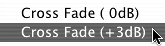 Applying a Cross Fadecross fadesapplyingfadescrossOption-+ key (zoom in)transitionstransitions, audiotransitions, audiocross fade