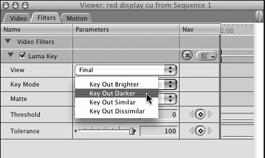 Adding a Luma Keychroma (chrominance)as key effectcomposite imagescomposite imagesluma keyskey effectsKey filtersluma (luminance)composite images andluma (luminance)key effects