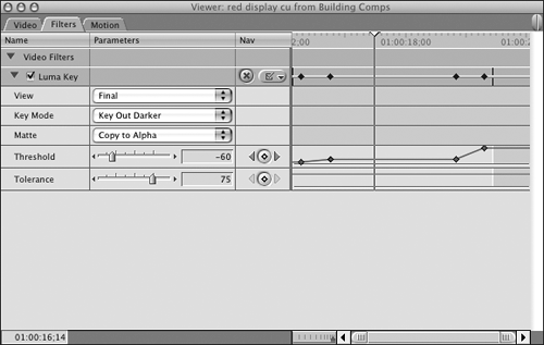 Keyframing a Filtercomposite imagescomposite imagesfiltersfiltersapplying keyframes tocomposite imageskeyframe editoradding keyframeskeyframesapplying to filtersTimelinekeyframing filtersViewerkeyframing filters