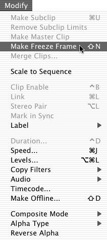 Creating a Freeze Frameclip speedclip speedFit to Fill edits andclip speedfreeze frames andFit to Fill editsfreeze framesfreeze framescreating in ViewerFreeze Frames binViewerfreeze frames