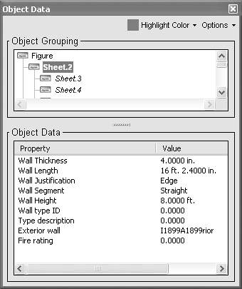 Click on an object with the Object Data tool, and the Object Data dialog opens.