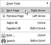 Open a context menu while using the Hand tool.