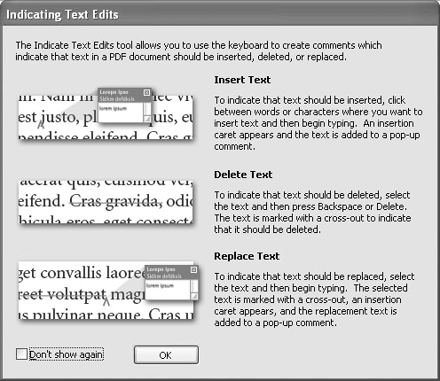 Select Indicate Text Edits Tool to open the dialog.