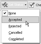 Open the Set Status pull-down menu and select Accepted.