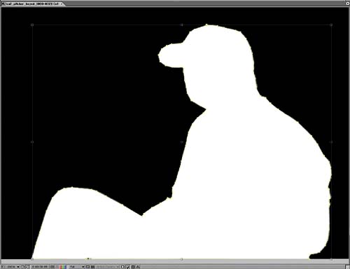 For the most success with Auto-trace, apply it to footage that is already high-contrast, such as this keyed matte, which was created with a 50% threshold and a two-pixel blur. Even this clean a result will chatter over time, however, but if you ever find yourself needing a vector shape based on a high-contrast image or alpha channel, this is a way to get it.