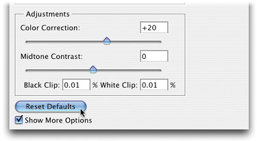 GETTING BACK SHADOW/HIGHLIGHT'S FACTORY DEFAULTS