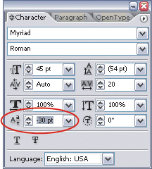 Baseline Shift Amount