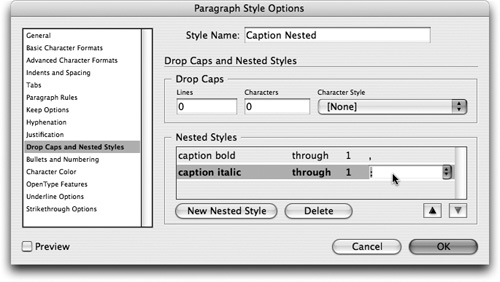 Nested styles eliminate repetitive character formatting by combining multiple character styles into an intelligent paragraph style.