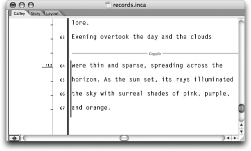 The copyfit break line and the red overset indicator show you how much you need to cut.