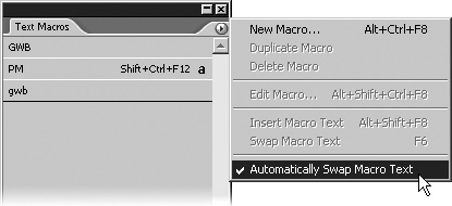 Automatically Swap Macro Text is checked by default.