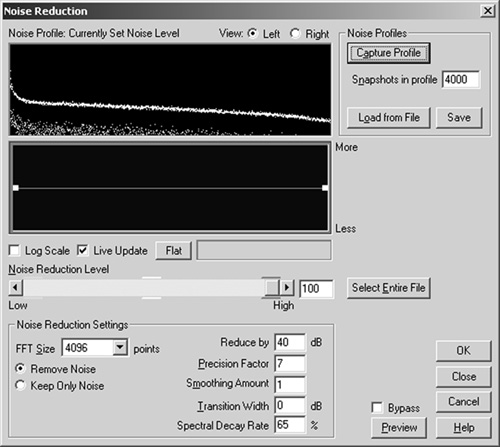 Adobe Audition’s competent Noise Reduction filter.