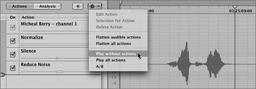 Working with the Actions Insert Bar