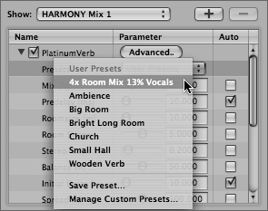 Applying User Presets to Effects