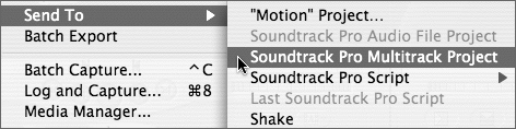 Sending a Sequence to Soundtrack Pro