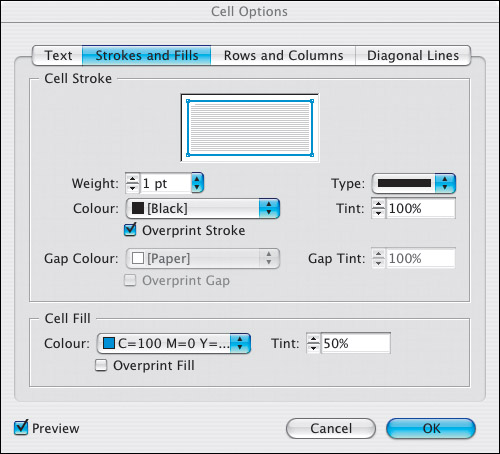 Cell Options: Your one-stop shop for table cell formatting.