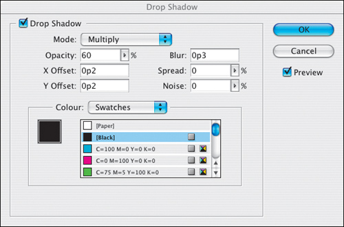 Drop Shadow Dialog.