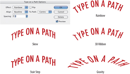 Double-click the Type on a Path tool to bring up the Type on a Path Options.