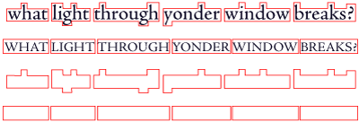 Text set in ALL CAPS is more difficult to read because, without ascenders and descenders, all of the word shapes are the same. Compare the more interesting word shapes created by upper and lowercase to the rectangles created by using ALL CAPS.