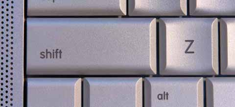 The shift key on a keyboard