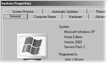 To see the Service Pack version installed on your PC, click Start and then right-click My Computer; from the shortcut menu, choose Properties. When the window opens to the General tab, the Service Pack version appears as the bottom line of the System section. Setting Windows Update to automatic tells Windows to grab waiting Critical Updates, including Service Pack 2.