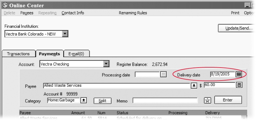 Filling in an online payment is almost exactly the same as making a regular payment. The biggest difference is the Delivery date, which should be a few days early to ensure that your payment arrives on time.