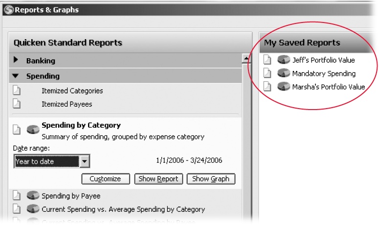 Click a report name from My Saved Reports to display settings that you can change before you generate the report.